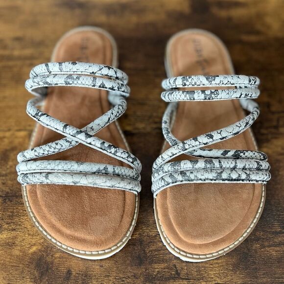 Diba True Cedar Cove Leather Strappy Slide Sandals in Gray Snakes, Size 6. New! - Picture 12 of 16